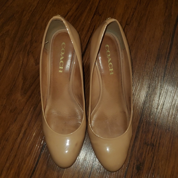 Coach Beige "Rileigh" Wedges - Picture 2 of 7